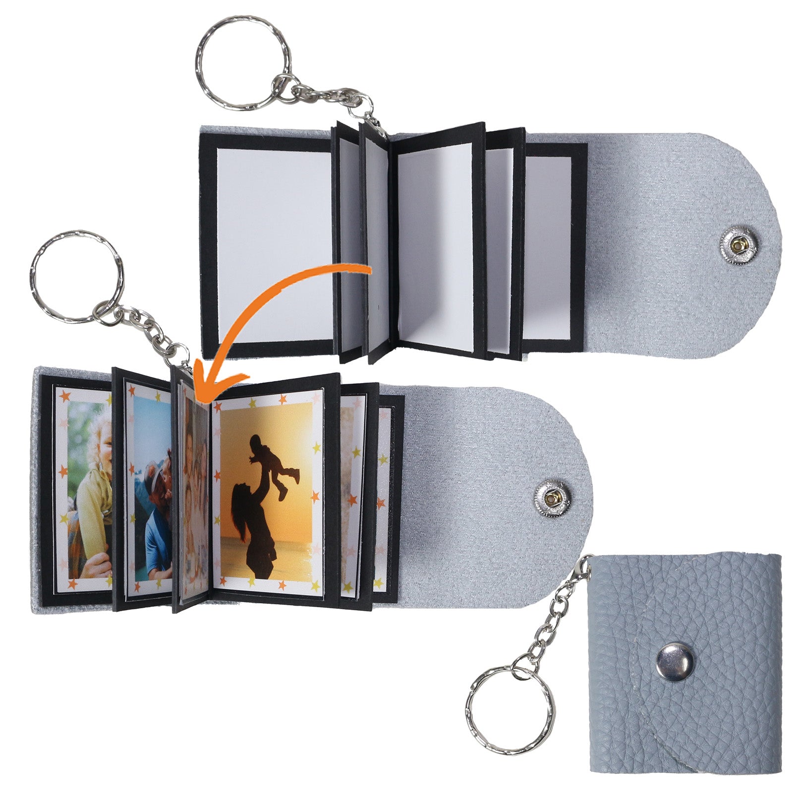Mini Photo Keychain, DIY Small Custom Leather Memory Photo, Picture Keychains Personalized Album for Family, Boyfriend, Couples, Dog, Friends - uniqicon
