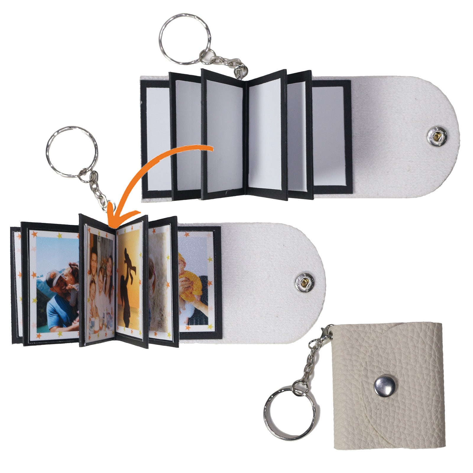 Mini Photo Keychain, DIY Small Custom Leather Memory Photo, Picture Keychains Personalized Album for Family, Boyfriend, Couples, Dog, Friends - uniqicon