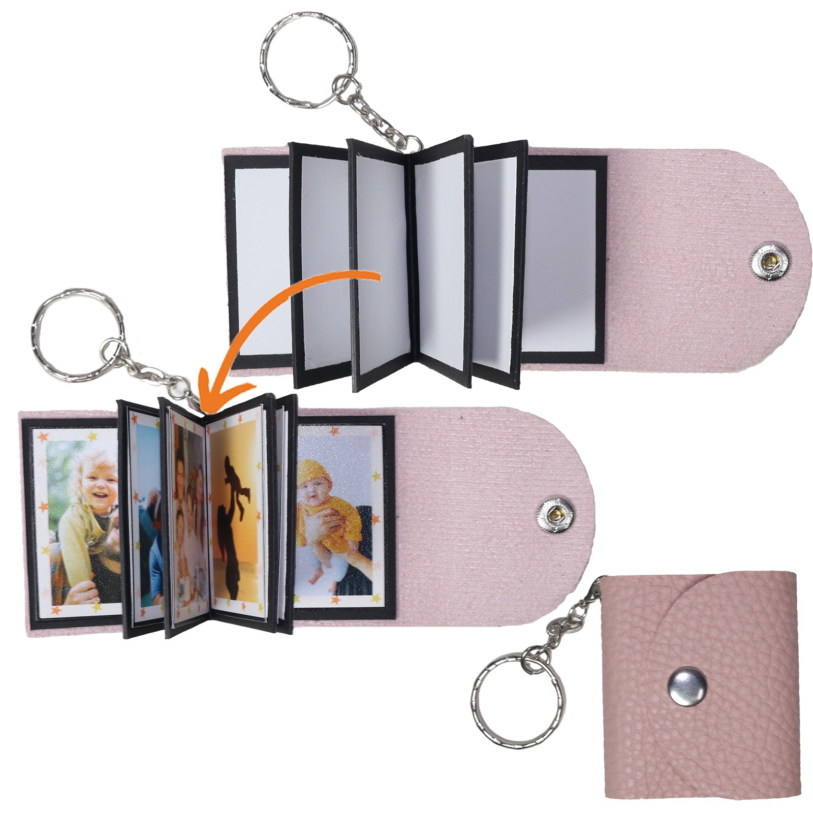 Mini Photo Keychain, DIY Small Custom Leather Memory Photo, Picture Keychains Personalized Album for Family, Boyfriend, Couples, Dog, Friends - uniqicon