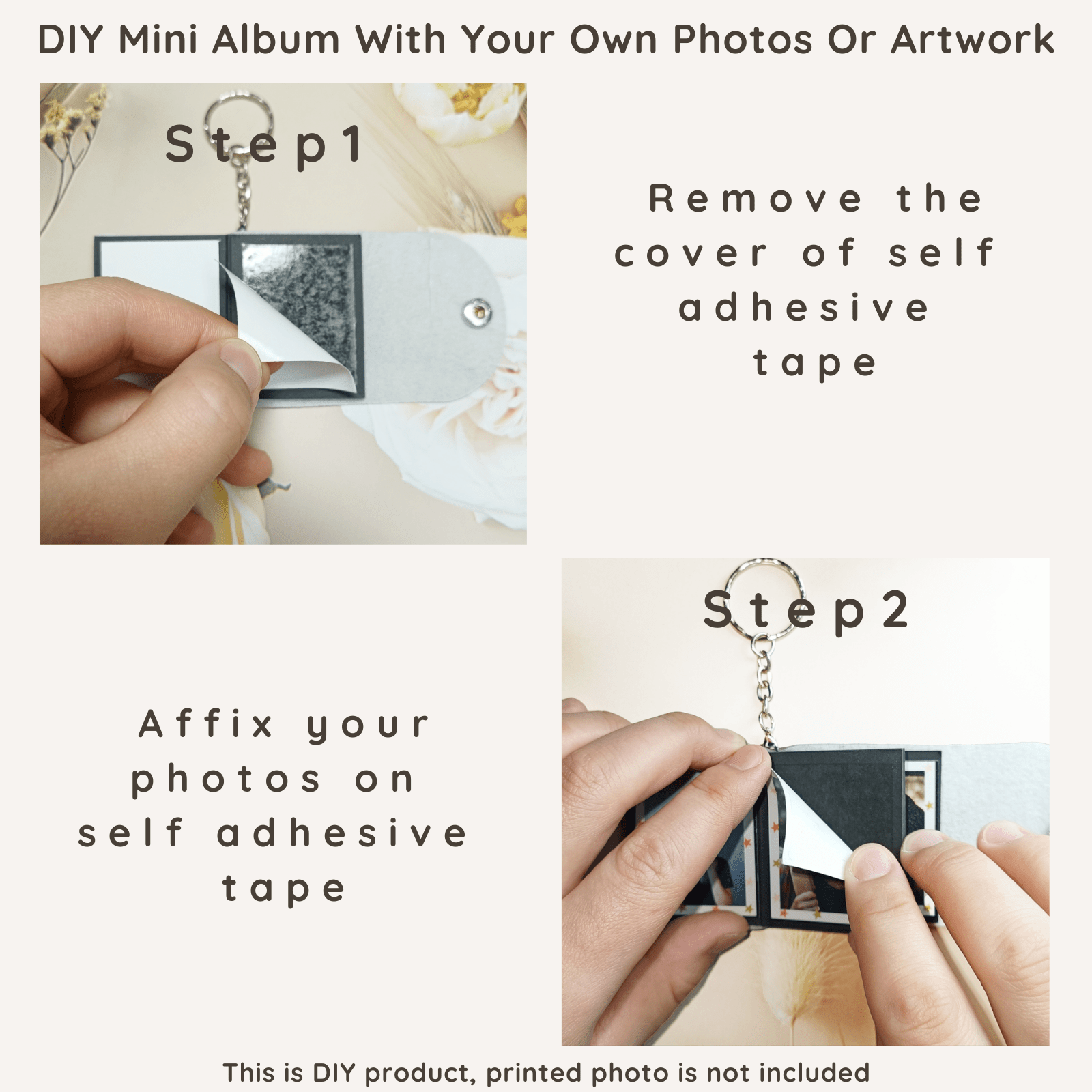 Mini Photo Keychain, Leather Memory Photo, Picture Keychains Personalized Album for Family, Boyfriend, Couples, Dog, Friends - uniqicon