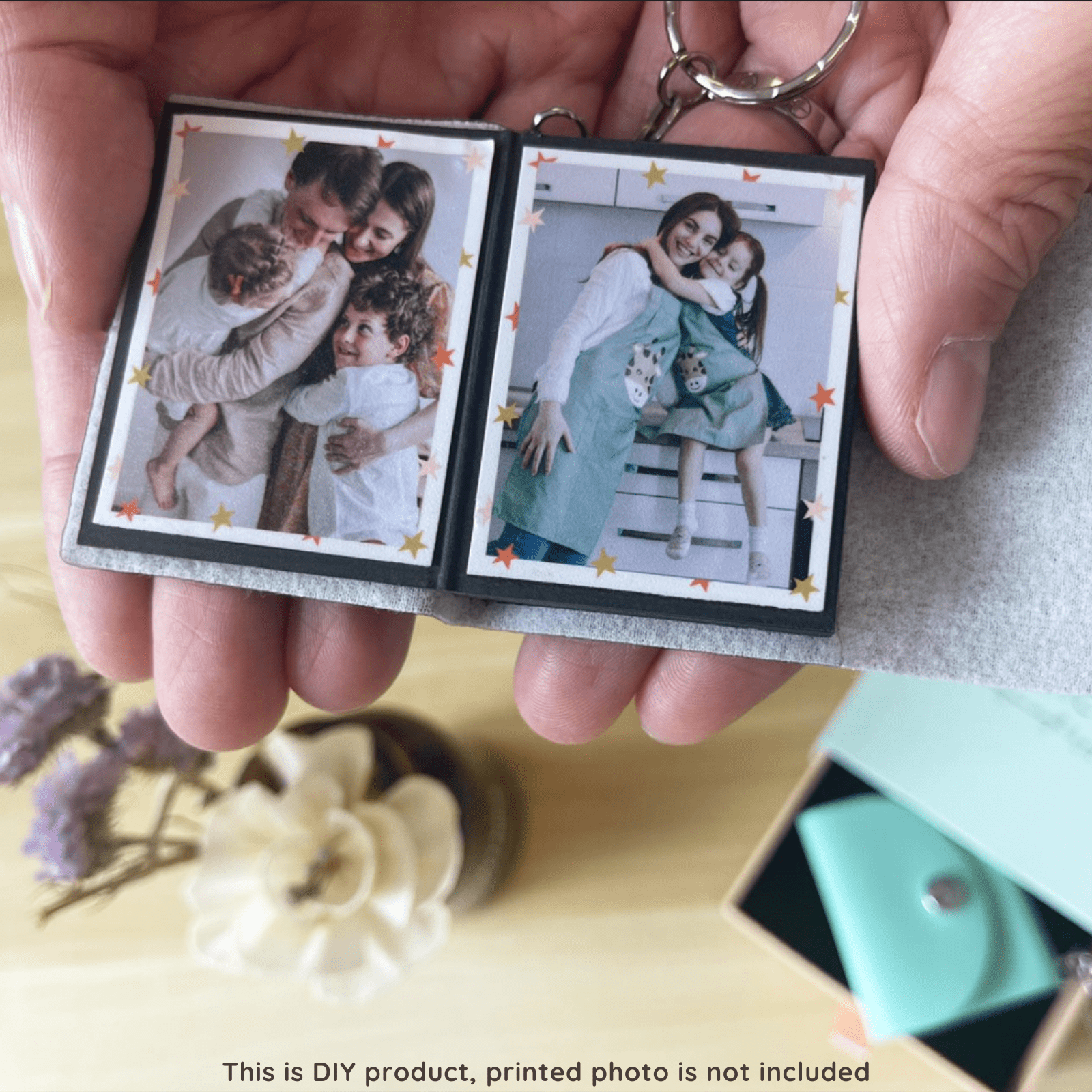 Mini Photo Keychain, Leather Memory Photo, Picture Keychains Personalized Album for Family, Boyfriend, Couples, Dog, Friends - uniqicon