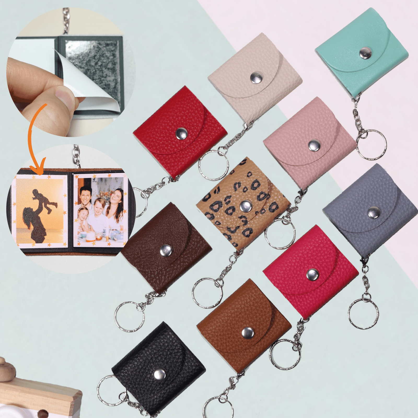 Mini Photo Keychain, Leather Memory Photo, Picture Keychains Personalized Album for Family, Boyfriend, Couples, Dog, Friends - uniqicon