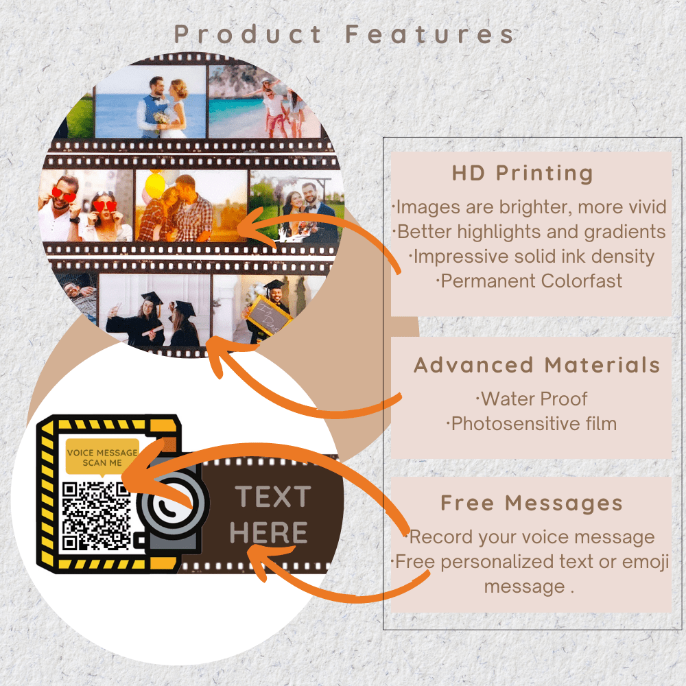 Personalized Customized Memory Retro Camera Film HD Photo Album Film Roll Keychain F2 Voice Message Creative Birthday Valentine Christmas Graduation Friend Anniversary Gift Souvenir Customized Handmade - uniqicon