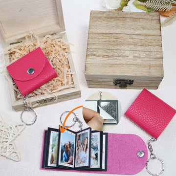 Mini Photo Keychain, Picture Keychains(Rose red) Personalized Album for Family, Boyfriend, Couples, Dog, Friends