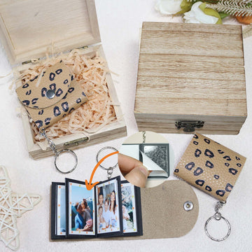 Mini Photo Keychain, Picture Keychains（Leopard） Personalized Album for Family, Boyfriend, Couples, Dog, Friends