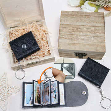 Mini Photo Keychain, Picture Keychains(Black) Personalized Album for Family, Boyfriend, Couples, Dog, Friends