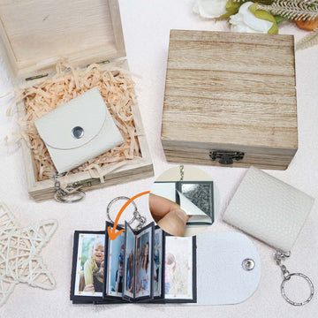 Mini Photo Keychain,Picture Keychains (White) Personalized Album for Family, Boyfriend, Couples, Dog, Friends