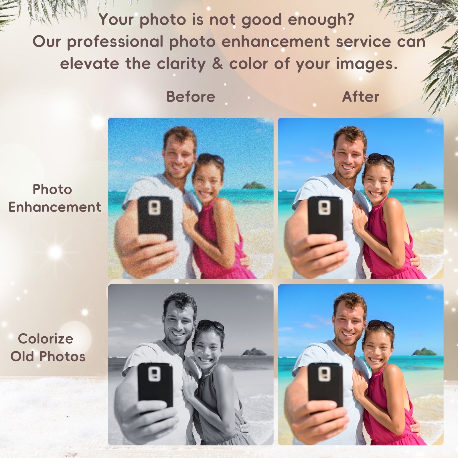 Christmas Tree Gift Night Light with Wooden Base, Personalised Photo LED Lamp, Customised Family Photo Keepsake for Dad Daddy Mum Grandma from Son Daughter Kids, Unique Acrylic Home Decor for Couple - uniqicon