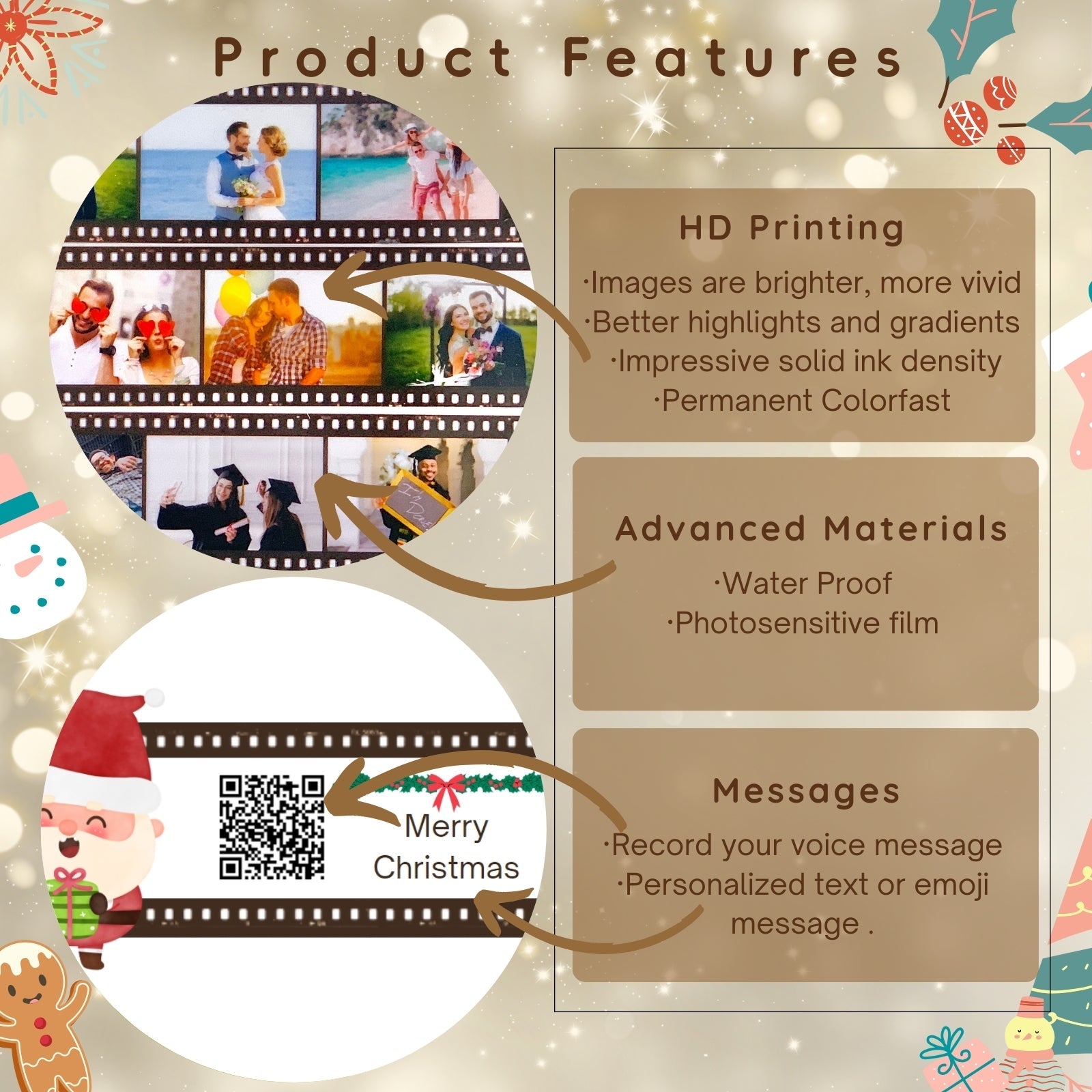 Custom Christmas Film Roll Photo Keychain Gifts,Personalised Photo Keyring Gifts,Christmas Presents for Boyfriend Women Dad Best Friends Daughter Son Lover Kid Anniversary Day Gift - uniqicon