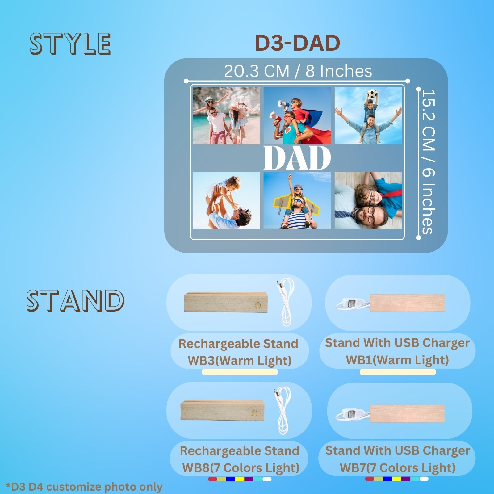 Father's Day Gifts for Dad, The Best Personalised Birthday Presents from Daughter Son for Daddy with Photo Frame - uniqicon