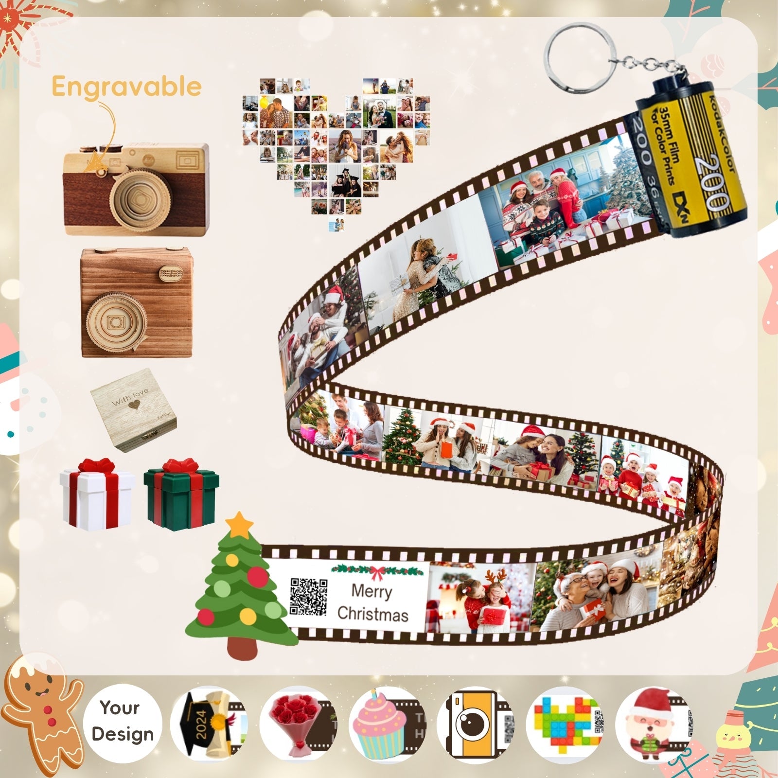 Personalised Christmas Presents for Boyfriend,Unique Personalised Photo Keyring Gift,Memory Camera Picture,Custom Keyring Gifts for Women Dad Friend Mom - uniqicon