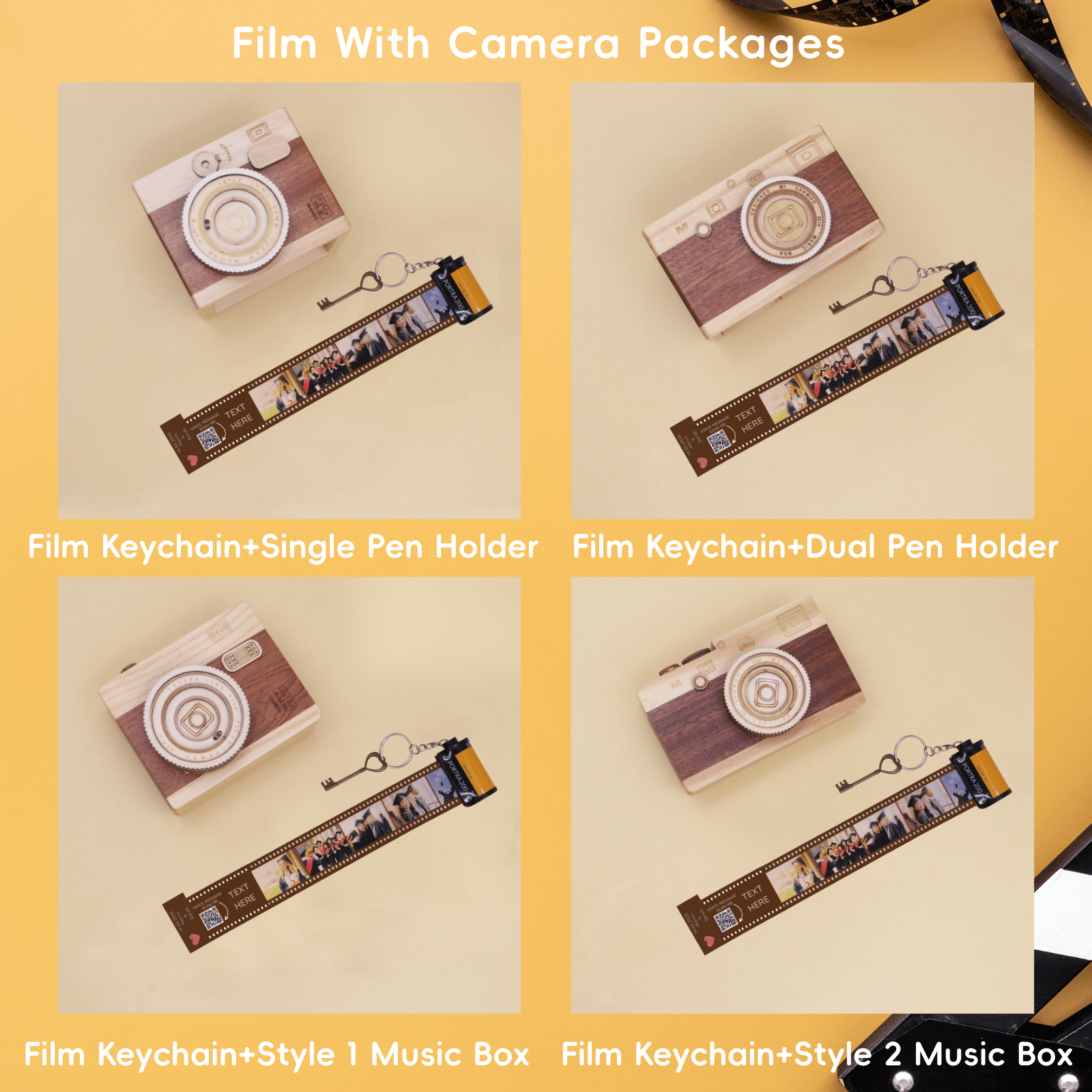 Personalized Customized Memory Retro Camera Film HD Photo Album Film Roll Keychain F4 Voice Message Creative Birthday Valentine Christmas Graduation Friend Anniversary Gift Souvenir Customized Handmade - uniqicon