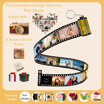 Personalized Customized Memory Retro Camera Film HD Photo Album Film Roll Keychain Spotify Voice Message Creative Birthday Valentine Christmas Graduation Friend Anniversary Gift Souvenir Customized Handmade - uniqicon