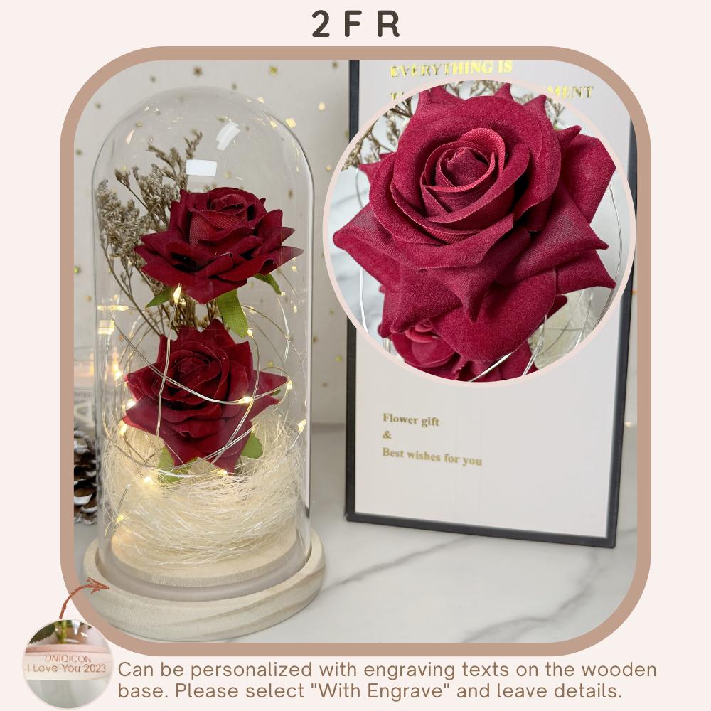 Anniversary & Valentine's Day Gifts For Mom Women, Personalized Rose Lamp, Mother's Day, Birthday Presents For Mom,Girlfriends & Wives Handmade Roses Flowers Galaxy Eternal Enchanted Rose Glass Dome With Message 2F - uniqicon