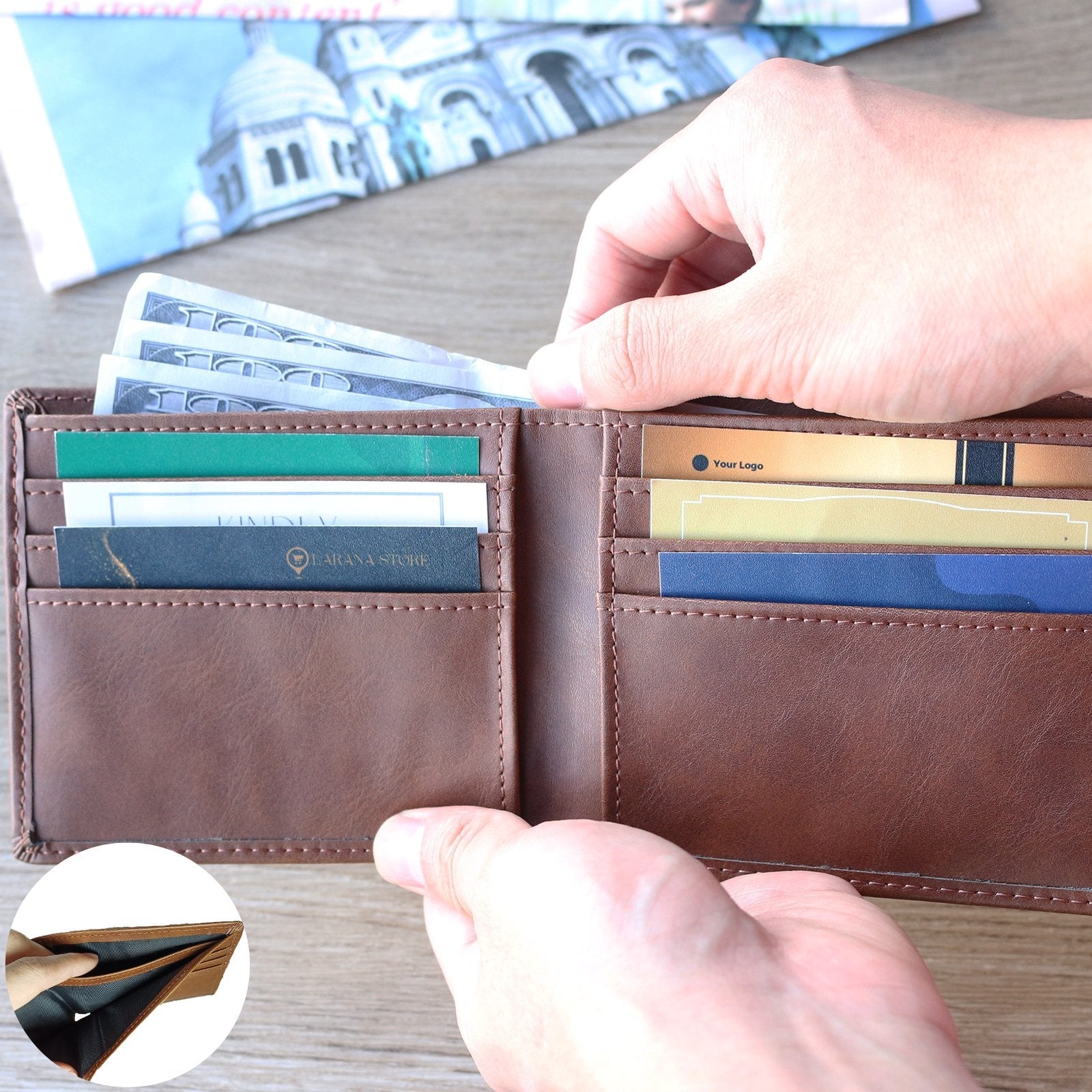 Personalised PU Slim Credit Card Mens Wallets Custom Hombres Minimalist Men'S Carteras Para Billeteras De Front Pocket Wallet Gifts For Men Boyfriend - uniqicon