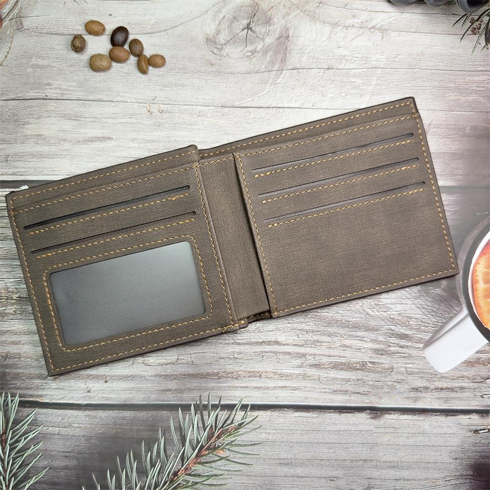 UNIQICON Personalised Black Leather Wallet for Mens, Custom Photo Wallets, Unique Laser Engraved Gifts from Mum to Grandad Son Dad WS - uniqicon