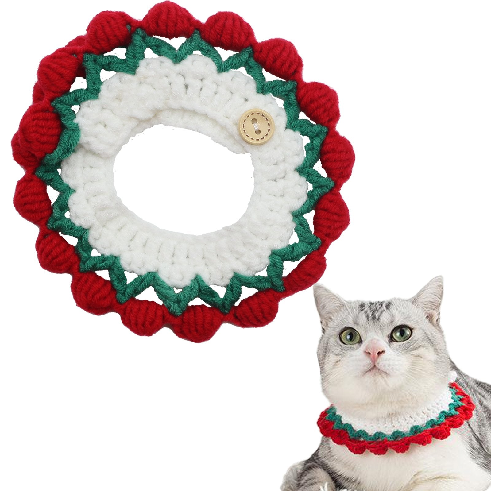 Uniqicon Santa Cat Hat Christmas Costume Dogs Hats Costumes Pets Scarf Outfit Xmas Suit Handmade Knitted Cosplay Pet Clothes Suitable for Large, Medium, and Small Breed - uniqicon